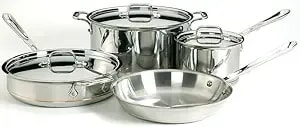 All-Clad Copper Core 5-Ply Stainless Steel Cookware Set 7 Piece Induction Oven Broiler Safe 600f Pots And Pans Silver