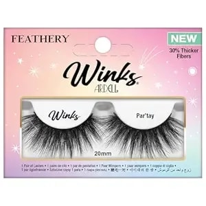 Ardell Winks Par'Tay Lashes, Full Volume, 20mm Ultra-Long False Eyelashes, Feathered And Fluttery, Black Band, 1 Pair