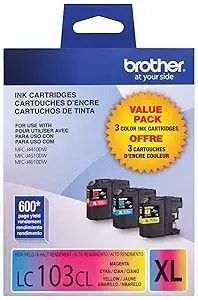 Brother Genuine High Yield Color Ink Cartridge, Replacement Color Ink, Includes 1 Cartridge Each Of Cyan, Magenta & Yellow, Page Yield Upto 600 Pages/Cartridge, lc103 (Pack Of 5, 15 Count Total)