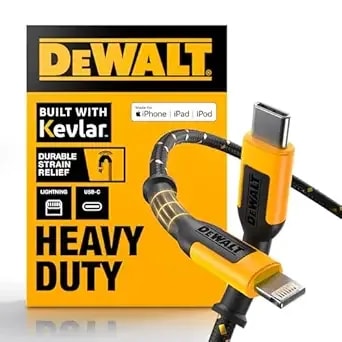 Dewalt Lightning To Usb C Cable — Reinforced Braided Cable For Lightning — Charger Cord Compatible With Iphone — Apple Compatible Charging Cable… (Usb C To Lightning, 4 Ft)