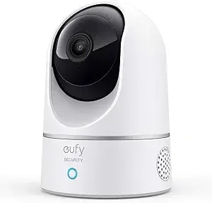 Eufy Security Indoor Cam e220, Camera For Home Security, Pan & Tilt, Dog/Pet Camera, 2k Wi-Fi Plug-In, Motion Tracking, Motion Only Alerts, Night Vision, Homebase 3 Compatible, Voice Assistant Support