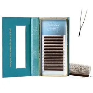 Decemars U Shaped Yy Eyelash Extensions Supplies 2d Premade Fans Volume Crisscross Eyelashes Natural Soft Handwoven False Eye Lashes Mesh Wispy Clusters Brown-0.07mm-D-8-14mm Mix