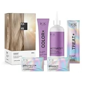 Igk Permanent Hair Dye Color Kit - 9na Surf Club - Light Cool Blonde - 100% Gray Color Coverage + Strengthen + Shine - Ammonia Free
