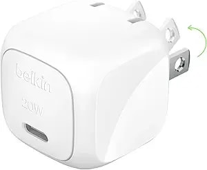 Belkin Compact Charger Block 20w, Usb-C Fast Charging - Apple Iphone 17, Air, Pro, Pro Max, Samsung Galaxy s25, Ipad, Airpods, Apple Watch, Nintendo Switch 2, Google Pixel 10, Etc. - White