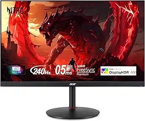 Acer Nitro 27" Wqhd 2560 X 1440 Pc Gaming Ips Amd Freesync Premium - Up To 240hz Refresh - Up To 0.5ms - Displayhdr 400 - Srgb 99% - 1 X Display Port 1.4 & 2 X Hdmi 2.1 - xv272u w2bmiiprx