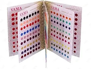 Vama Fashions Premium Velvet Round Forehead Stickers Kumkum Bollywood Bindi Booklet For Women (Medium Bindi Small Book - 504 Bindis) Medium Size Bindis Multicolor