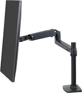 Ergotron – Lx Monitor Arm, Single Monitor Desk Mount – Fits Flat Curved Ultrawide Computer Monitors Up To 34 Inches, 7 To 25 Lbs, Vesa 75x75mm Or 100x100mm – Tall Pole, Matte Black