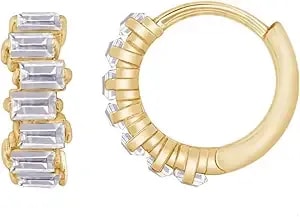 Amazon Essentials Baguette Stack Huggie Hoop Earrings