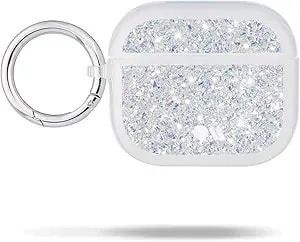 Case-Mate Airpods Case 3rd Generation W/Keychain Ring [Wireless Charging Compatible] Twinkle Stardust Cover For Apple Airpods 3rd Generation [Front Led Visible] Anti-Scratch Shockproof Cover