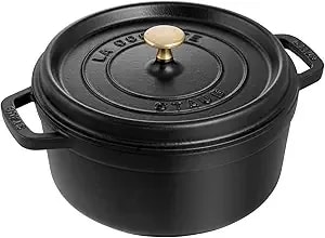 Staub Cast Iron Round Cocotte, Dutch Oven, 4-Quart, Serves 3-4, Made In France, Matte Black