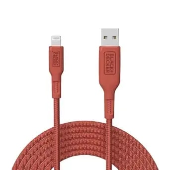 Black+Decker Lightning To Usb Cable - Fast Compatible Iphone Lightning Cable - Durable Braided Iphone Charger Cord - For Travel And Daily Use - Multiple Color + Length Options - 9ft