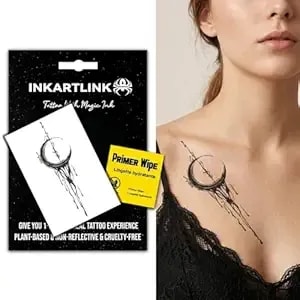 Inkartlink Temporary Tattoos For Adult, Moon Fake Tattoos That Look Real And Last Long, Gothic Waterproof Realistic
