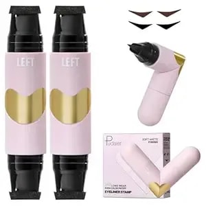 2pcs Winged Eyeliner Stamp, Dual-Head Rotating Eyeliner Pencil Set, Waterpoof & Smudge-Proof Eye Liner Stencil Tool For Beginners, Easy Cat Eye Stamp For Flawless Wings, Cat Style (Black+Brown)