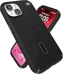 Speck presidio2 Grip Case For Iphone 15/14/13/16e (6.1”) – Magsafe Compatible With Clicklock, Slim Non-Slip Grip, Drop & Scratch Protection – Black/Slate Grey/White