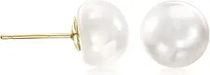 Ross-Simons 8-9mm Cultured Button Pearl Stud Earrings In 14kt Yellow Gold