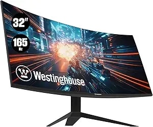 Westinghouse 32 Inch Curved Gaming Monitor, 165hz, 1ms, Fhd 1080p, 3000:1 Contrast Ratio, 118% Srgb, 1500r, Amd Freesync, Eyecare, For Pc Games With Built-In Speakers, Displayport, hdmix2