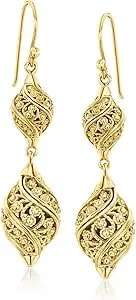 Ross-Simons 18kt Gold Over Sterling Filigree Double-Teardrop Earrings