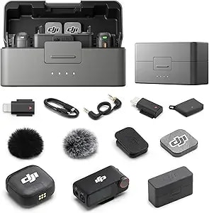 Dji Mic 3 Bundle (2 Tx + 1 Rx + Charging Case), Wireless Microphone For Iphone/Android/Camera, 32-Bit Float Internal Recording, Dual Band Anti-Interference, 28h Use, Available For Lightning Device