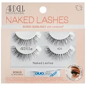 Ardell Naked Lashes 420 - Natural Volume & Lightweight Black Strip Lashes, 2 Pairs With 1g Duo Pipette, 1 Set