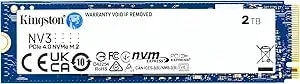 Kingston nv3 2tb M.2 2280 Nvme Ssd - Pcie 4.0 Gen 4x4 - Up To 6000 Mb/S - snv3s/2000g