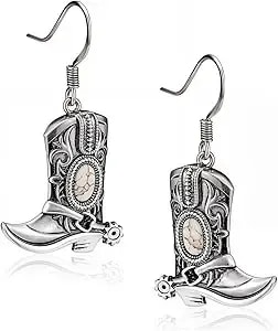 Wrangler Western Boots Horse Dangle Earrings For Women Cowgirl Cowboy Lightweight Retro Country Chocha Jewelry