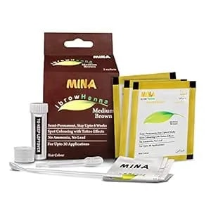Mina Ibrow Hair Color Medium Brown - Natural Spot Coloring Hair Tinting Powder, Water And Smudge Proof - No Ammonia, No Lead With 100% Gray Converge - Vegan And Cruelty Free
