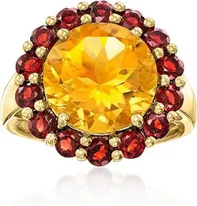 Ross-Simons 5.25 Carat Citrine And 1.50 Ct. T.W. Garnet Ring In 18kt Gold Over Sterling