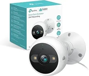 Kasa 2k+ Outdoor Wired Security Camera - Person/Motion Detection, 24/7 Recording, 2-Way Audio, Siren, Starlight Color Night Vision, Subscription-Free Local Storage Or Optional Cloud, kc420ws