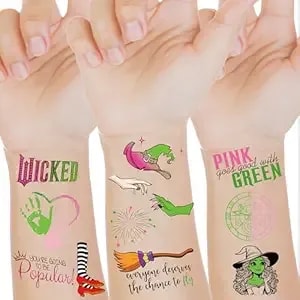 Wicth Birthday Party Decorationas Favors,50 Style Wicked Temporary Tattoos For Kids,Pink And Green Party Decorations Supplies.