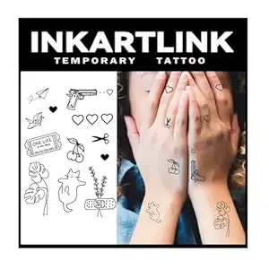 Inkartlink Tattoo Tech, 2 Sheets Large Semi Permanent Tattoo, Adult Art Design Temporary Tattoos, Lasts 1-2 Weeks, Waterproof, Realistic Look, No Adhesive, No Reflection (Do As You Please)