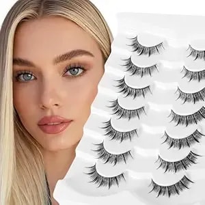 Bepholan Manga Eyelashes Natural Look False Eyelashes Anime Lashes Wispy Fluffy Spiky 3d Volume Eyelashes Pack Cosplay Fake Eyelashes Look Like Individual Cluster 7 Pairs(an02）