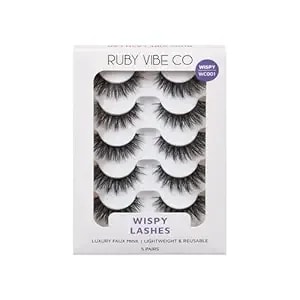 Chic Wisps wc001, Faux Mink Lashes, Faux Mink Fibers, Full Length, Lightweight, Soft Cotton Lash Band, Black, 5 Pairs - Ruby Vibe Co