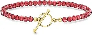 Ross-Simons 20.00 Ct. T.W. Garnet Bead Charm-Compatible Toggle Bracelet In 18kt Gold Over Sterling