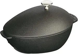 Staub 2 Quart 7 X 9 1/2 Inch Mussel Pot With Stainless Steel Knob, Black Matte