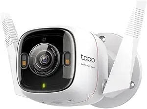 Tapo Colorpro Wi-Fi Outdoor Camera, Poe, Plug-In, Daylight Clarity At Night, 2k Qhd, Person/Pet/Vehicle Detection, Local/Cloud Storage, 127° Fov, Built-In Siren c325wb
