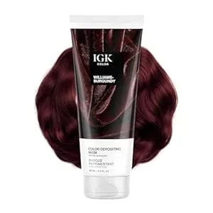 Igk Williams Burgundy - Intense Burgundy Hair Gloss + Color Depositing Mask - Boost Shine, Enhance Burgundy & Wine Tones, Refresh Color - Semi Permanent Conditioning Treatment - Vegan - 6 Oz