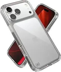 Speck Presidio Perfect Clear For Iphone 17 Pro Max Case, Slim Protective Case, Clear/Clear/Silver