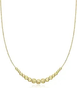 Ross-Simons Italian 3-6mm 18kt Gold Over Sterling Bead Station Necklace