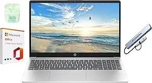 Hp 15.6" Business Laptop With 1-Year Microsoft Office 365 With Ai Copilot, 16gb Ram 128gb Ssd, Quad-Cores Intel Processor, Windows 11, Plusera Earphones & 8-In-1 Hub Included