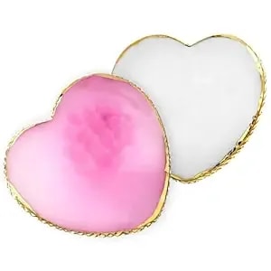 Resin Nail Art Palette, 2 Pcs Heart Shaped Nail Polish Palette Makeup Mixing Palette With Gold Edge For Diy Nail Art Design, Display (Purple, White)