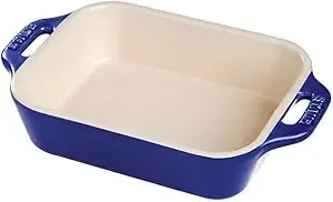Staub Ceramic Rectangular Gratin Dish, Dark Blue, 7.5" X 6"