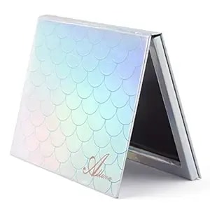 Allwon Magnetic Palette Mermaid Empty Makeup Palette With Mirror And 30pcs Adhesive Empty Palette Metal Stickers For Eyeshadow Lipstick Blush Powder (Silver)