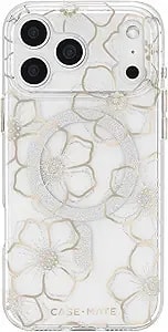 Case-Mate Iphone 17 Pro Max Case [Compatible With Magsafe] - Sparkly Floral Phone Case With 12ft Drop Protection - Premium Magnetic Cover For Iphone 17 Pro Max - Floral Gems
