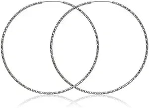 Guess Textured Endless Wire Hoop Earring Silvertone
