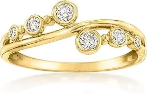 Ross-Simons 0.25 Ct. T.W. Lab-Grown Diamond Asymmetrical Wave Ring In 18kt Gold Over Sterling