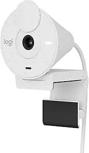 Logitech Brio 300 Full Hd Webcam, Auto Light Correction, Noise Reducing Mic, Privacy Shutter, Usb-C, Works With Microsoft Teams, Google Meet, Zoom, For Streaming And Video Calling - White